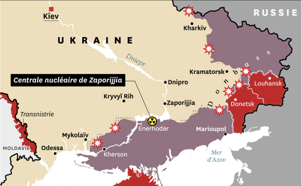 Août 2022 : situation militaire autourde la centrale deZaporijjia